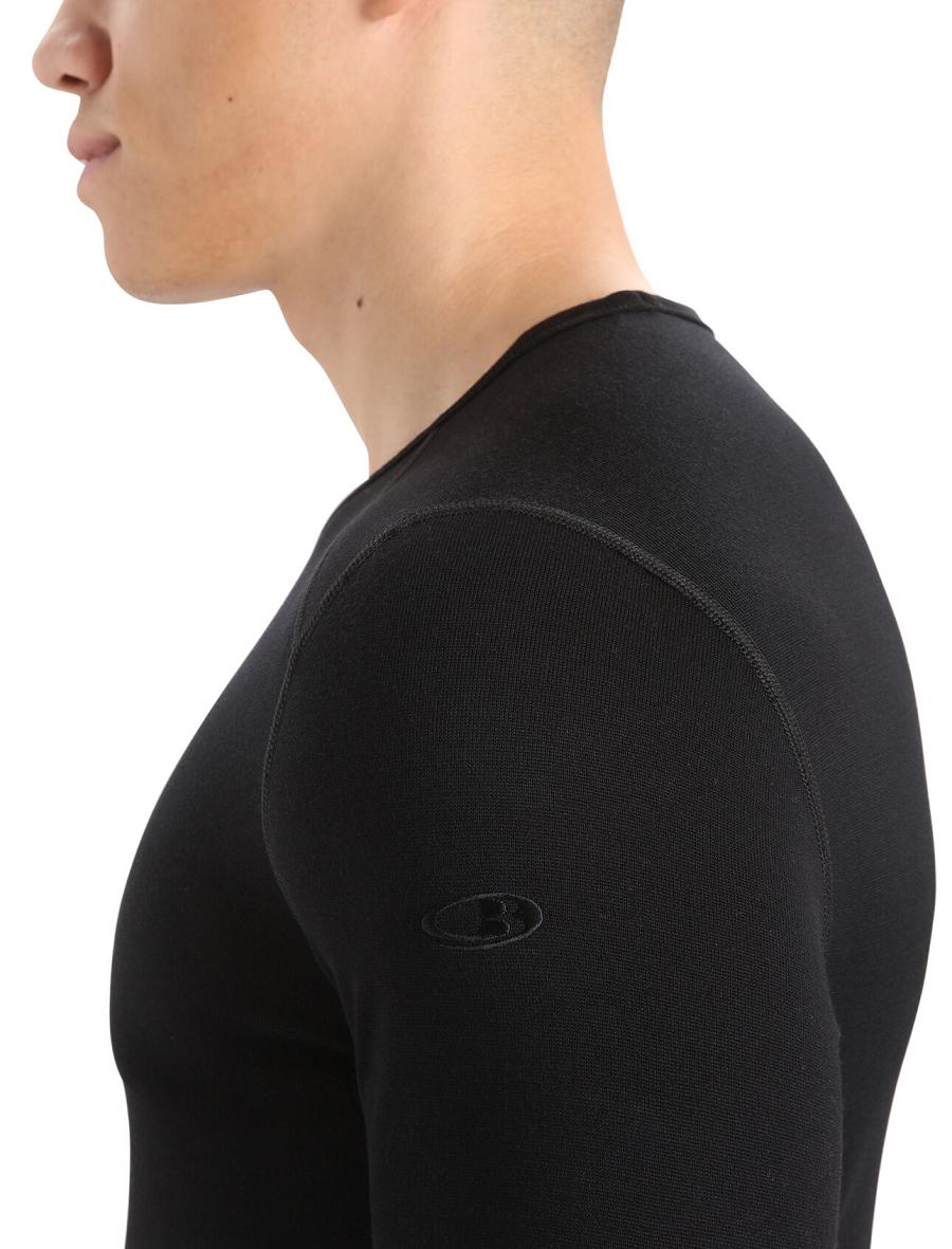 Icebreaker Merino 260 Tech Long Sleeve Crewe Thermal Top Férfi Base Layers Fekete | HU 1398CTVE